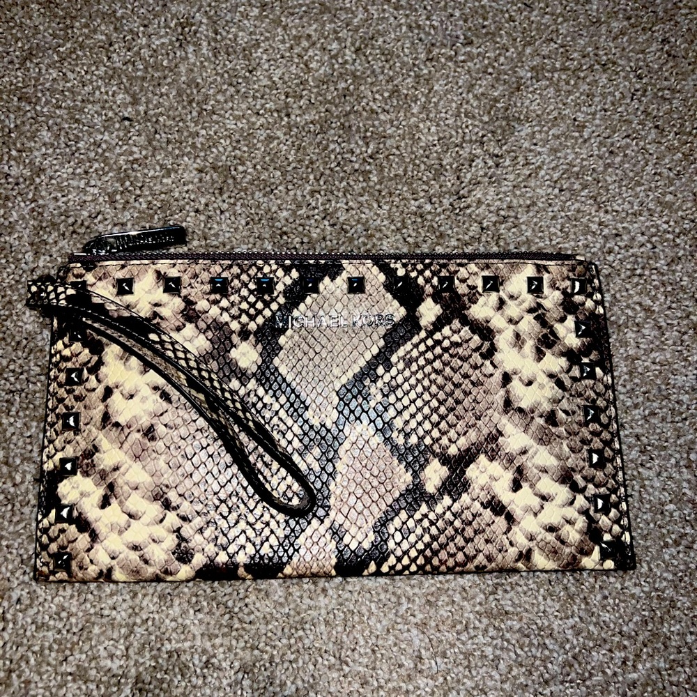Gorgeous snake print authentic Michael Kors wristlet